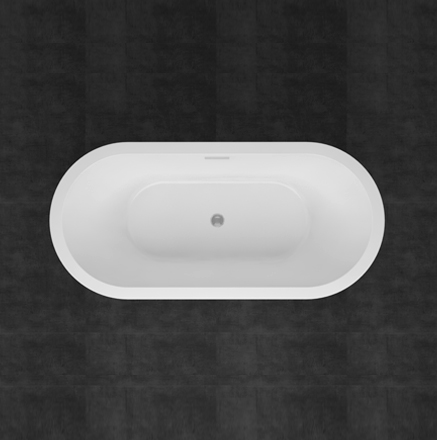Achilles White Pure Acrylic Rectangular Center Drain  Freestanding Bathtub